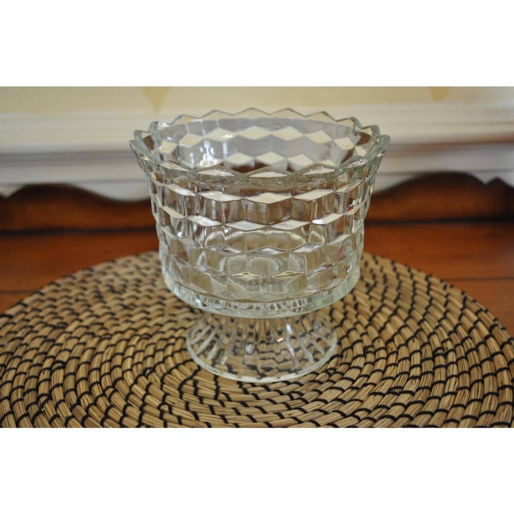 Fostoria American pattern cubist compote